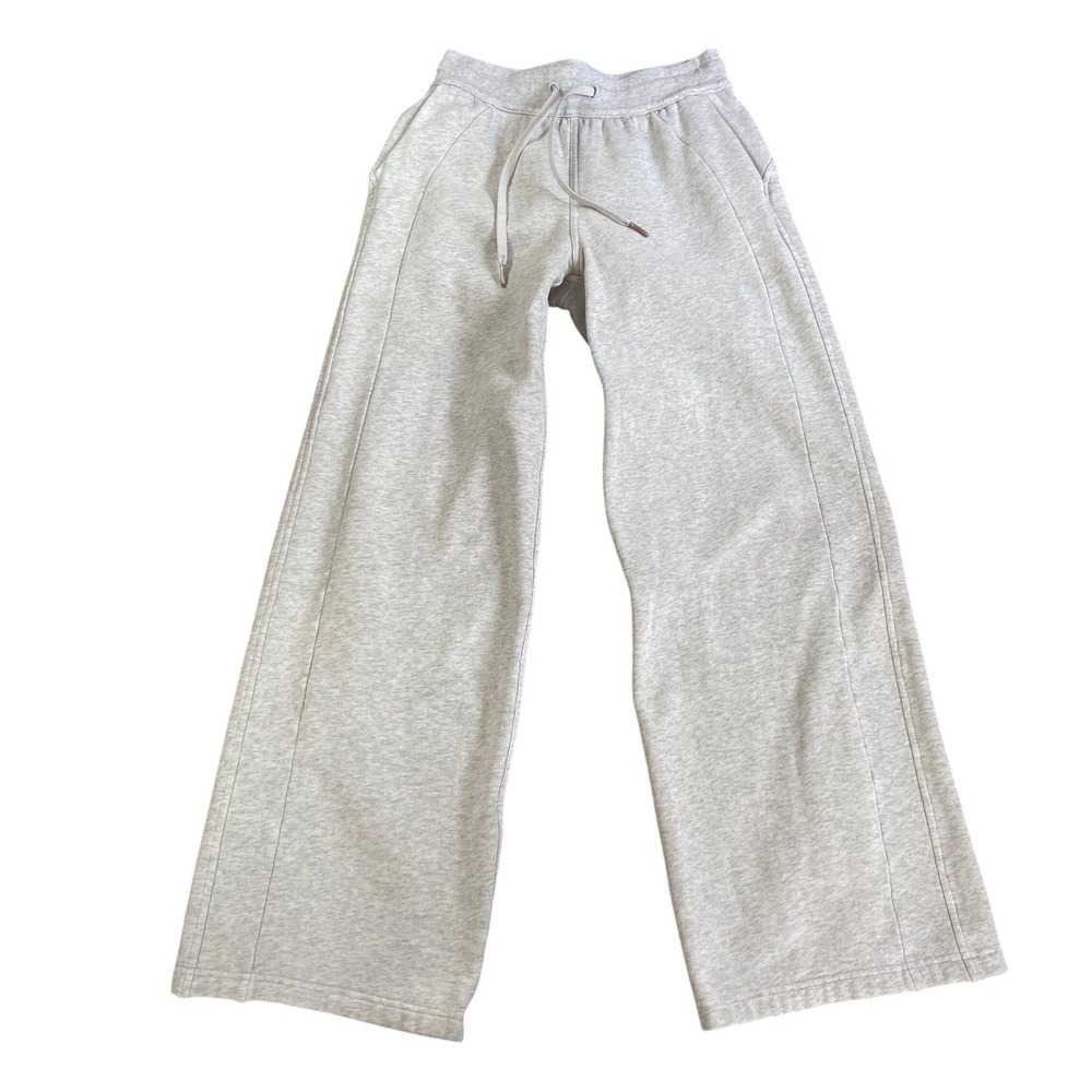 Lululemon Scuba Mid Rise Wide Leg Pant Fleece Women XS Heathered Light Grey Core
